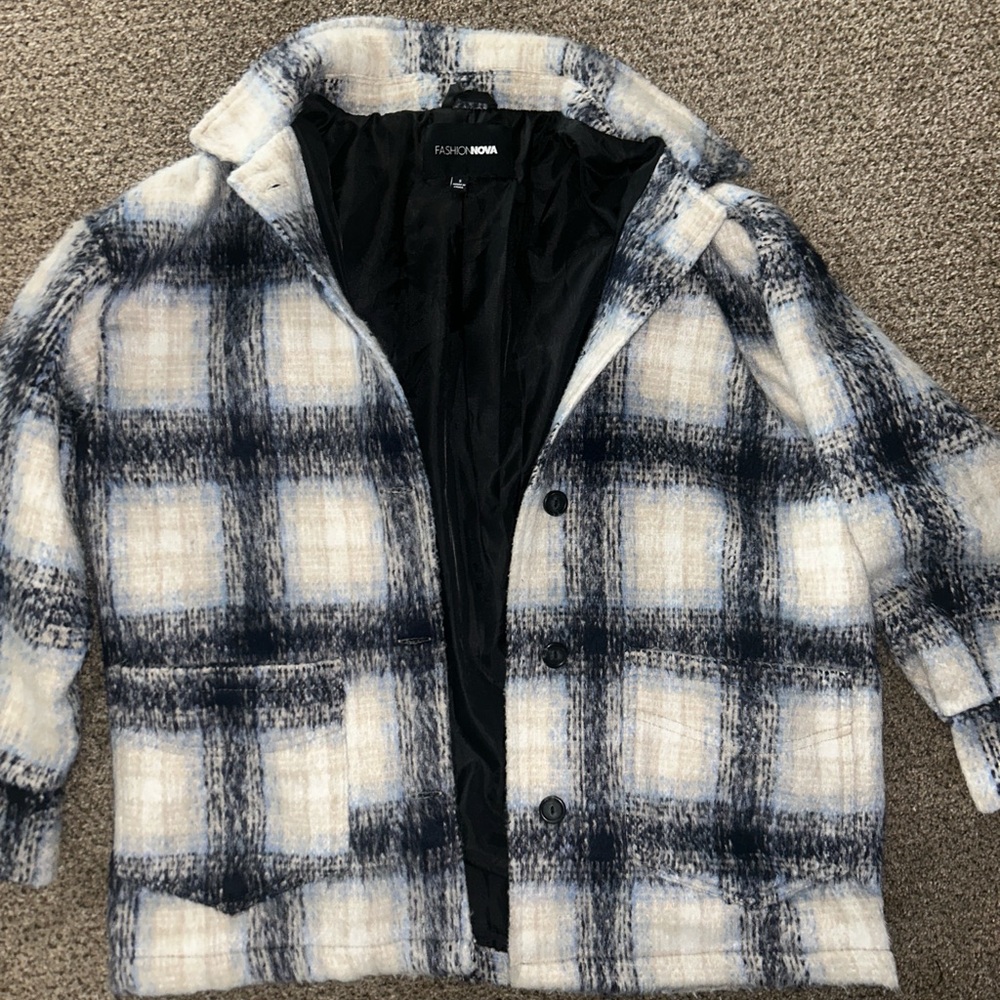 Fashion Nova Women's Black and White Plaid Jacket